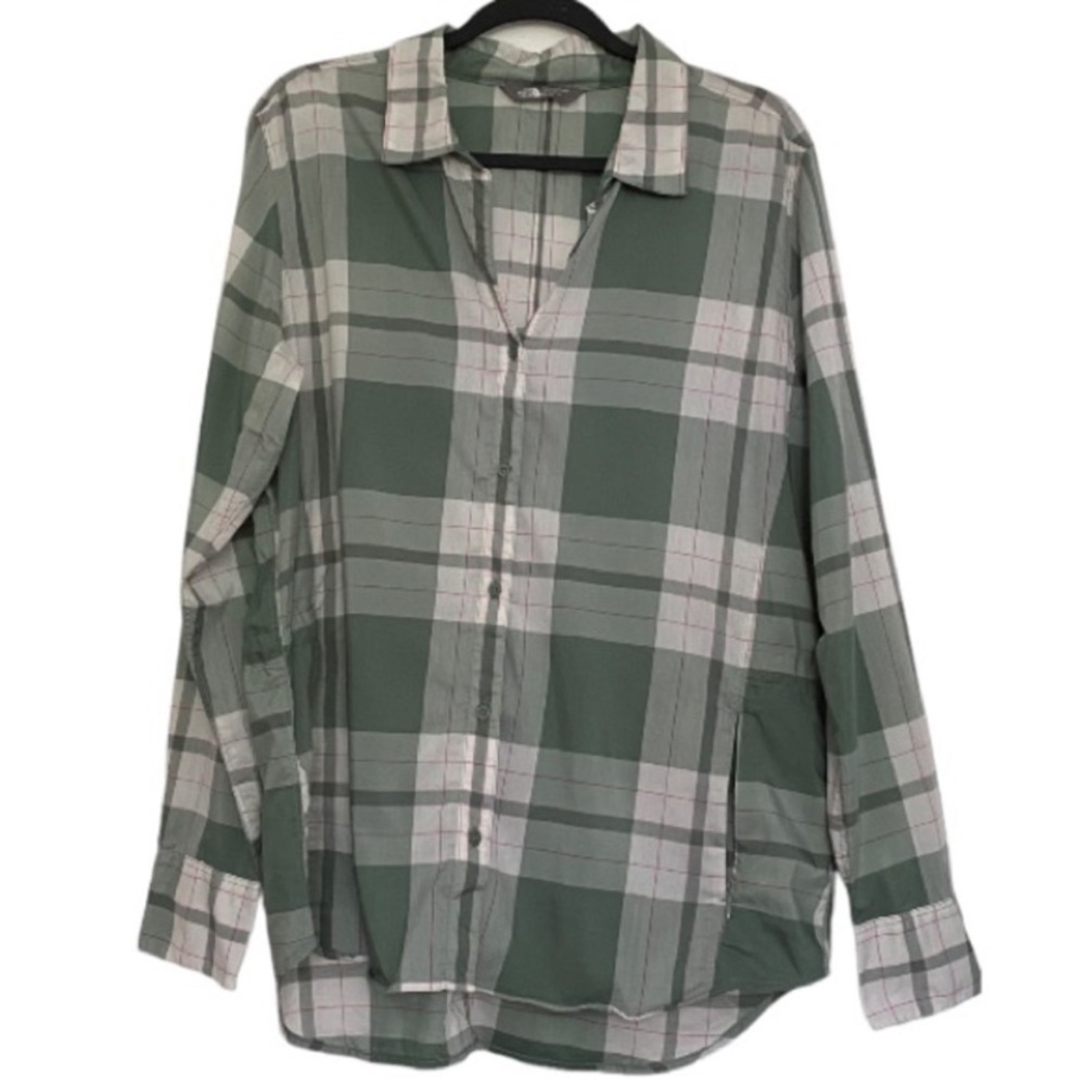The North Face Plaid Nylon Casual Button Down Shirt Jacket